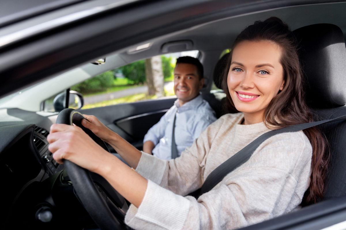 woman driving a car