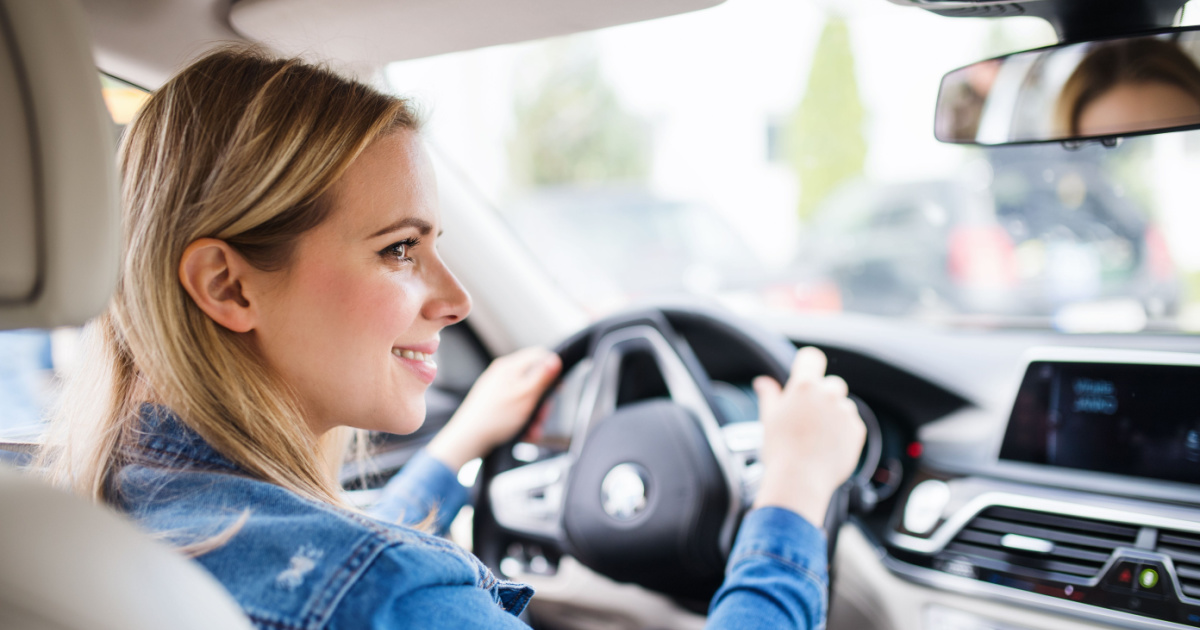 Woman driving a car