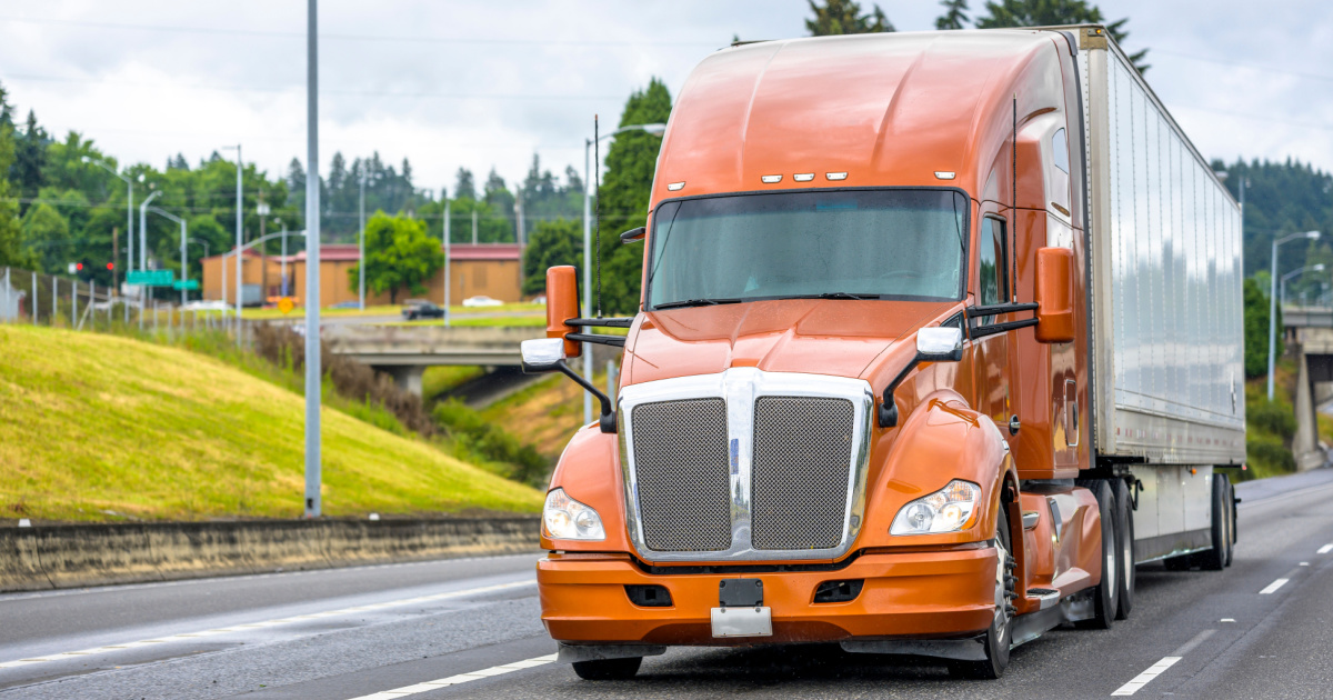 Semi-truck driving on the highway