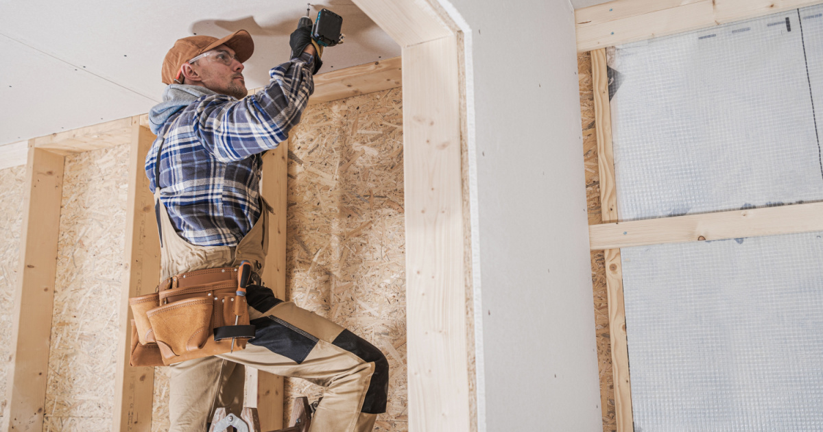 Contractor remodeling a home