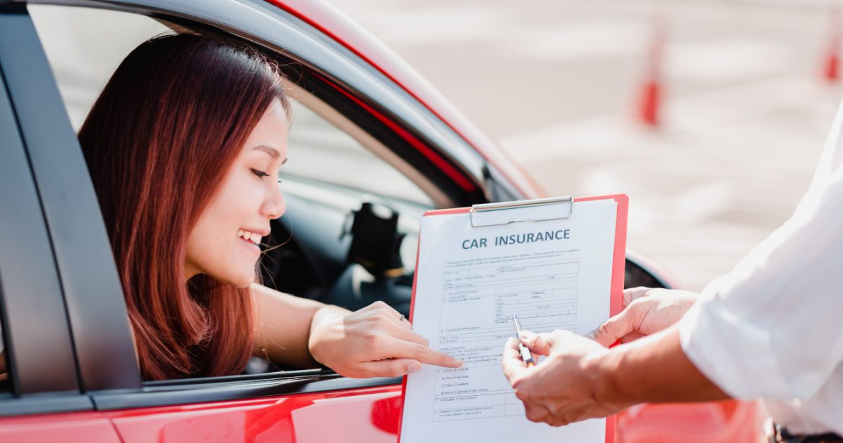 Woman buying car insurance