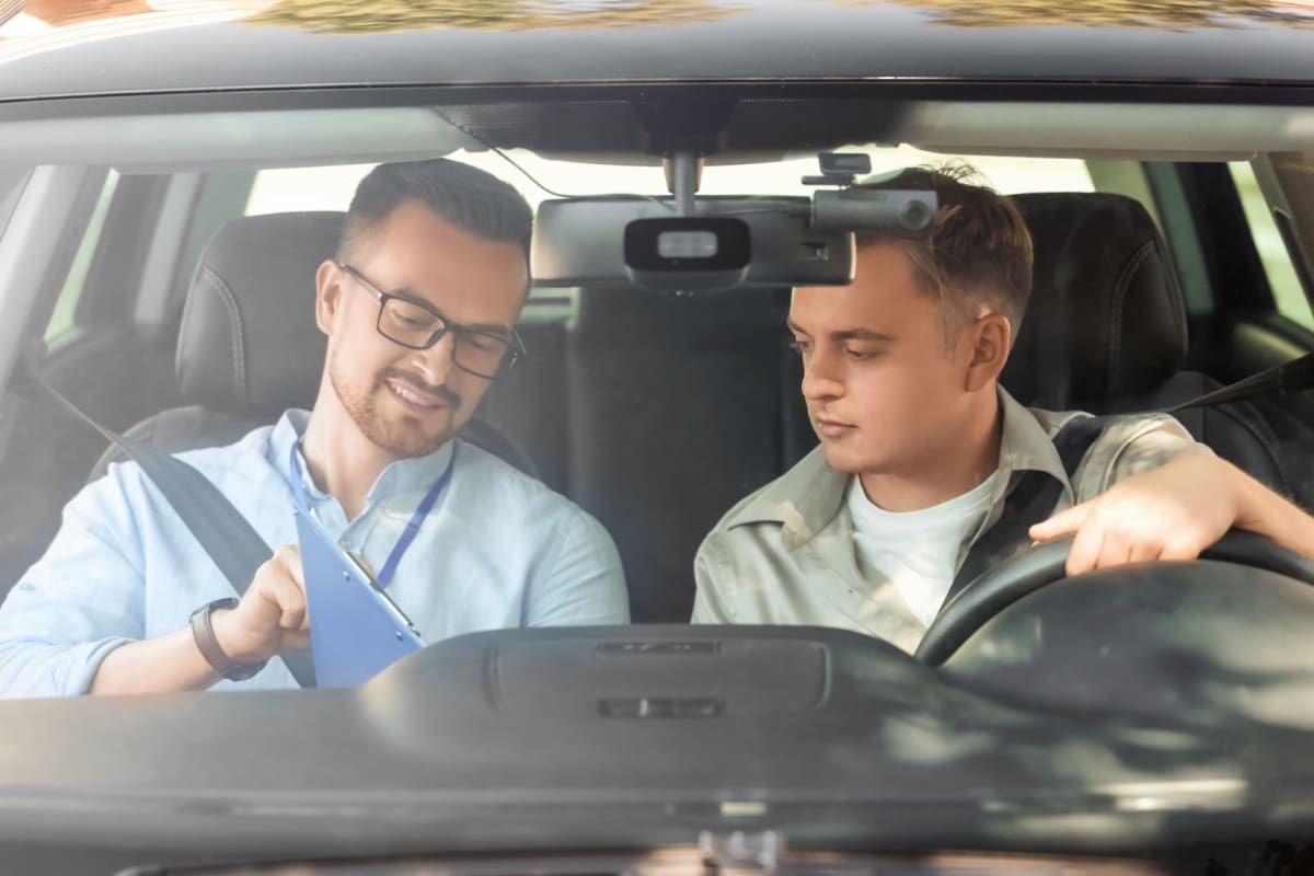 Young man starting to drive