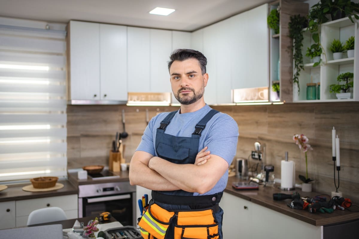Handyman working in a house